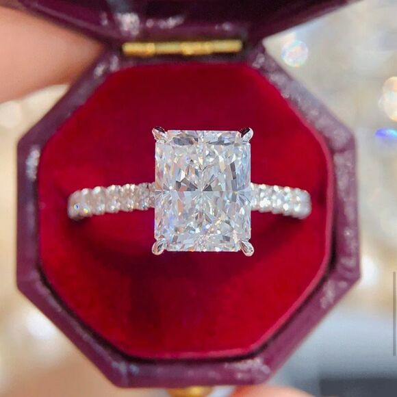 GRA Certified 5 Carat Ethical Moissanite Diamond Ring. 925 Silver. New. - Picture 6 of 10